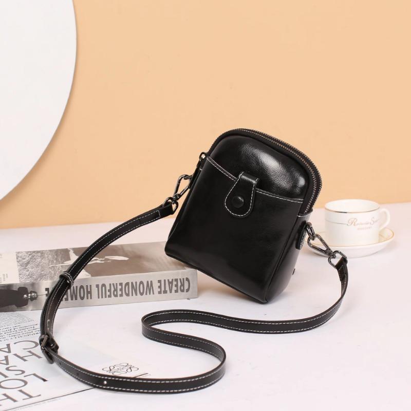 Genuine Leather Women's Bag All-in-one Fashion Solid Color All-in-one Casual Mobile Phone Bag Women's Chic Shoulder Straddle Bag