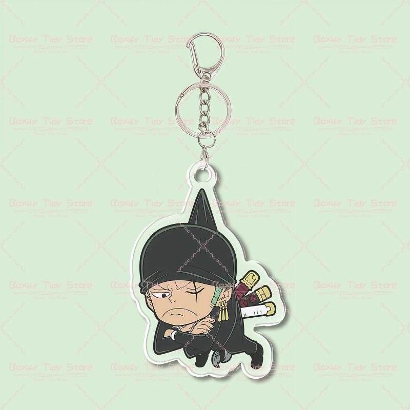 One Piece Chibi Acrylic Keychain Set Luffy Zoro Katakuri Double Sided HD Print Anti-Scratch Key Ring Backpack Pendant Anime Fan