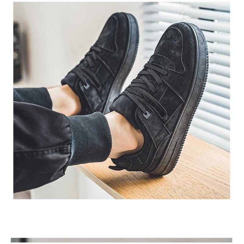 Frühling Neue Ganzschwarze Herrenschuhe – Vielseitige Klobige Absatzsteigernde Lässige Board-Schuhe, Trendy Sneaker für Arbeit & Sport