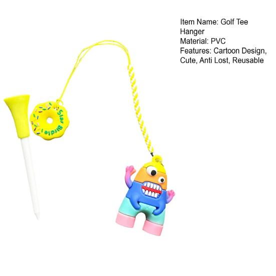 Anti Lost Plastic Golf Tee Hanger Cartoon Golf Tee Ring with Strap Tee Loss Prevention Golf Accessories for Men Women Golfer Gifts