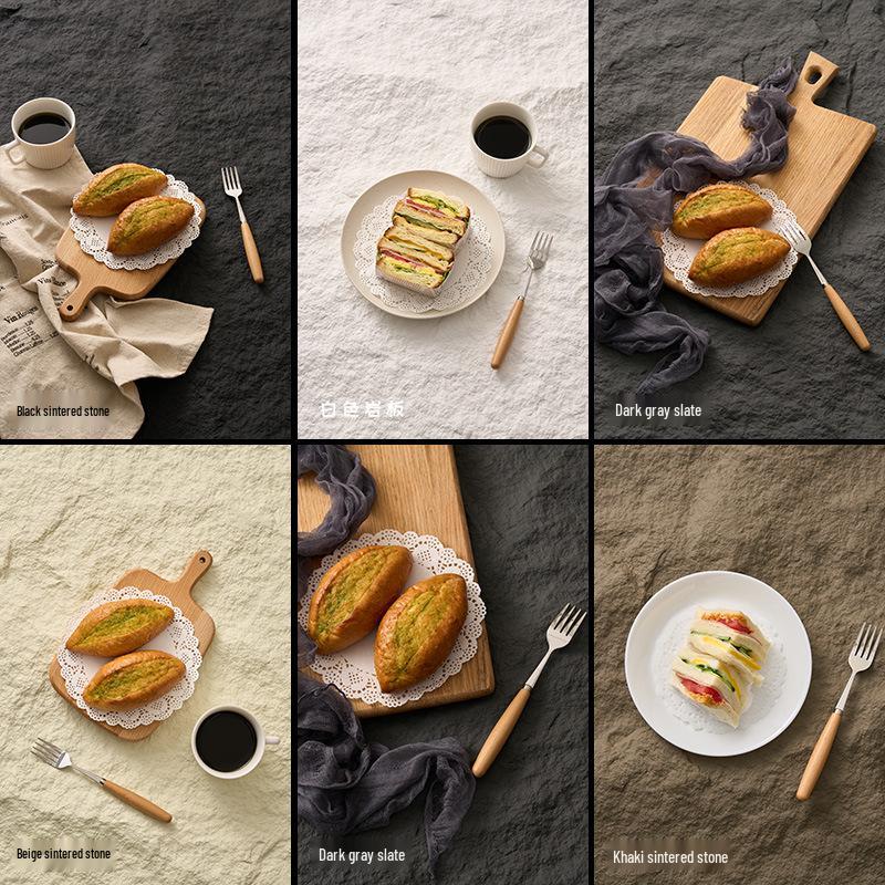 3D Stone Pattern Background Board for Black & White Food Photography - High-Grade Slate Feel