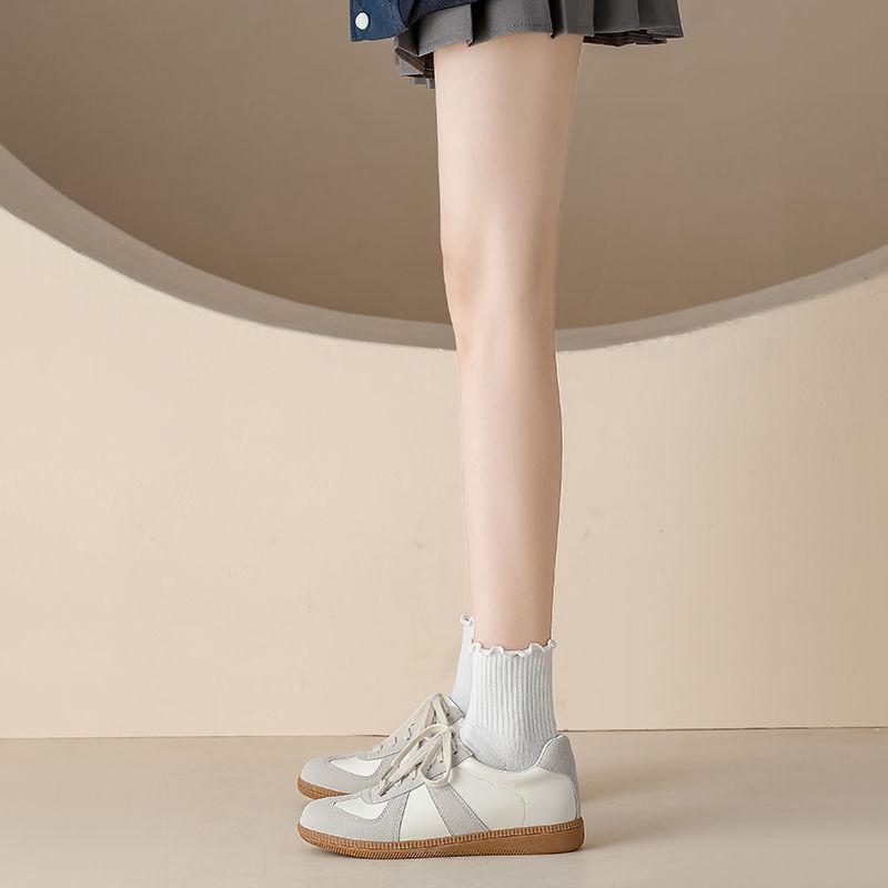 Inner height increase women's versatile casual lace-up white shoes thick-soled small college style small size board shoes women