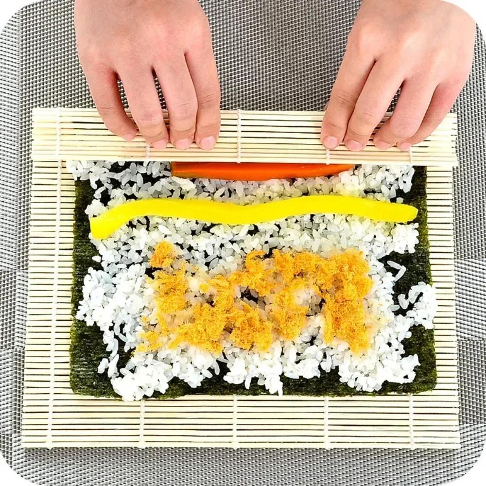 24X24cm/27X27cm/30X30cm Homemade No-stick Bamboo Sushi Mat Kitchen Sushi Roller Mat Heat Resistance Bamboo Roll Up Sushi Mat