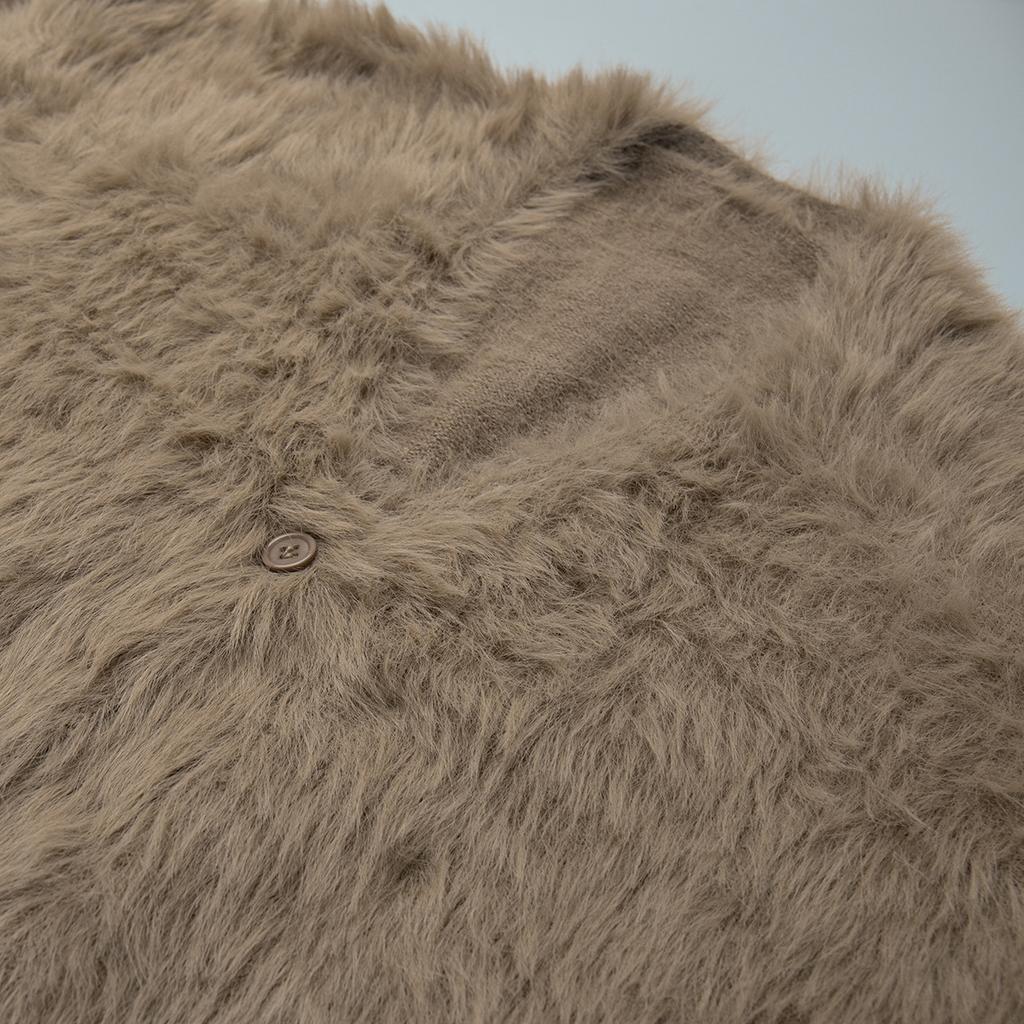 Women's 2025 Autumn Winter Faux Mink Knit Cardigan V Neck Long Sleeve Loose Casual Sweater Coat