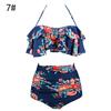 Damen Blumen High Waist Bikini Set Stilvolle Bademode Gepolstert Übergröße Badeanzug