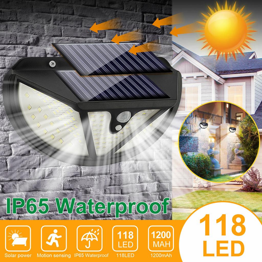 118 Led Solar Wall Lamp 3 Modes 270 Degree Ip65 Waterproof Infrared Motion Sensor Outdoor Garden Light