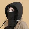 Warm, velvet, thickened, cold-proof mask, scarf, integrated hat for women's winter new Lei Feng hat, windproof cycling bag head hat
