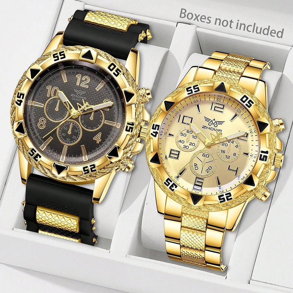 Men's Watch Blu-ray Glass Quartz Watch Classic Watch False Three-eye Digital Alloy Watch