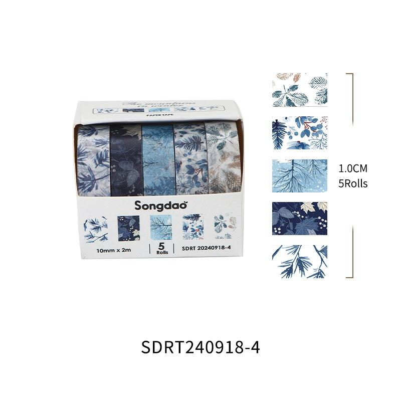 5 Rollen/Set Winterberg-Serie Blumen Washi Tape Saisonale Blumen Blätter Dekorativ Schnee Masking Tapes für Kunst DIY
