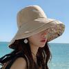 Double-sided Flower Hat Female Summer Big Edge Face Covering Cotton and Linen Bucket Hat Sunshade Sunscreen Ultraviolet Sun Hat