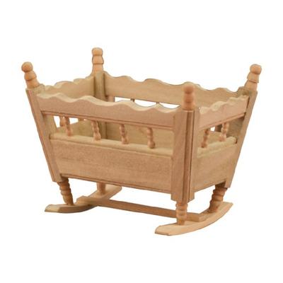Miniature Wood Cradle Bed For Realistic Doll House Nursery Room Decoration And Creative Pretend Play Game Accessories