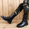 Mode Neue Winter Warme Echtes Leder Dicke Sohle Motorradstiefel Mode Cowboy Stiefel Designer Mode Lässige Schwarze Plateau Stiefel