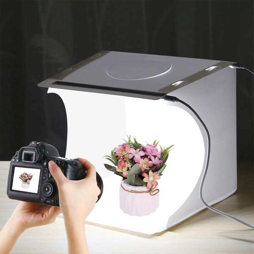 Mini 2 LED Panels Folding Portable 1100LM Light Photo Lighting Studio Shooting Tent Box Kit With 6 Colors Backdrops