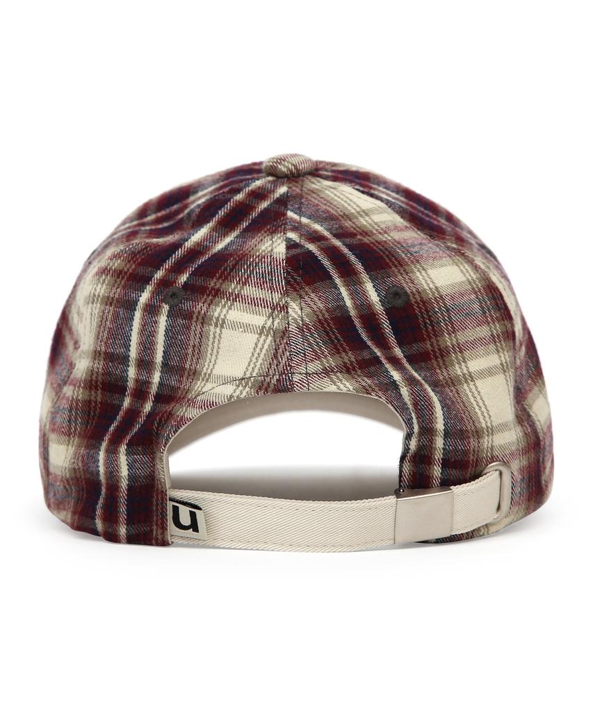 Eondeokeonteulol Check Pattern Ball Cap R Cross Logo / Classic B B / Wine Check