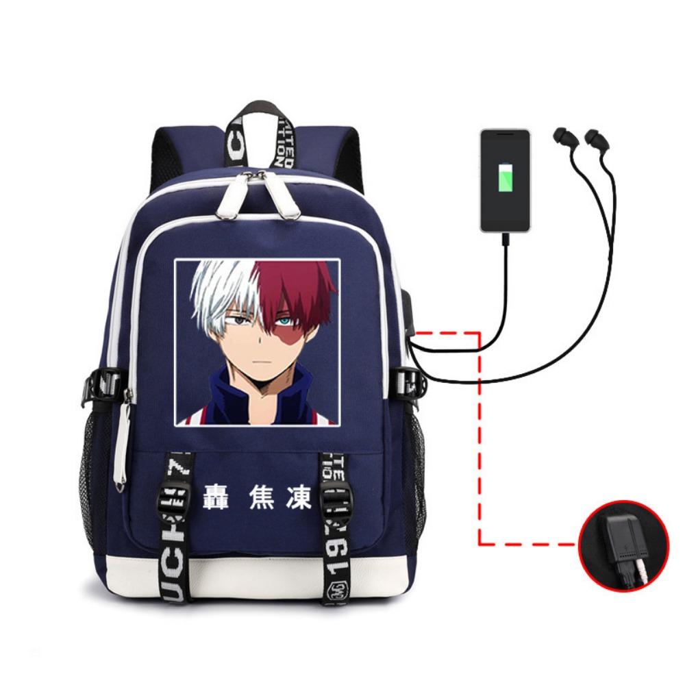 Riman My Hero Academy, surrounding backpack, large-capacity computer bag with USB port, student schoolbag