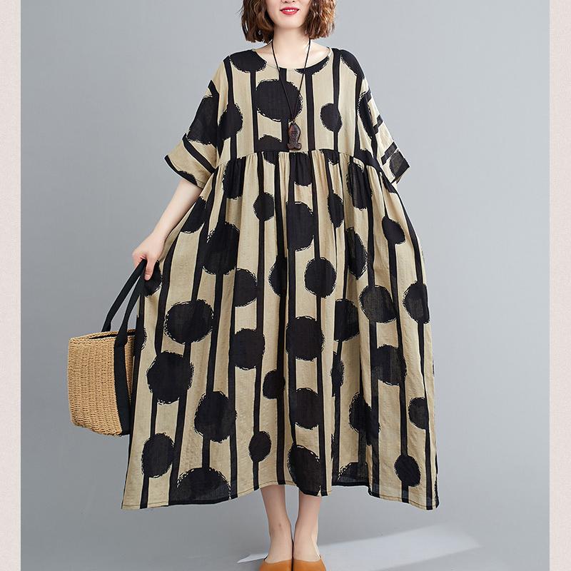 Oversized Vintage Polka Dot Summer Dress Cotton Casual Ladies Dresses for Women New Fashion Female Red Long Dress 2025