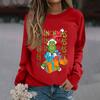 Women's Fashion Casual Long Sleeve Solid Color Christmas Printed Round Neck Top Sweatshirt