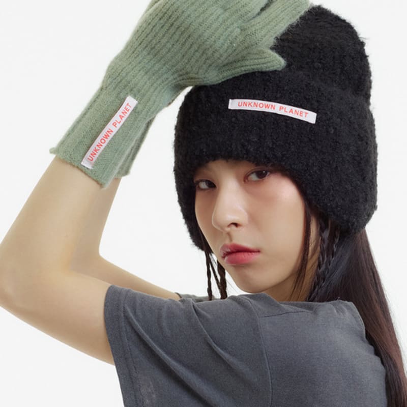UNKNOWN PLANET Finger Hole Knit Gloves Green_FINGER HOLE KNIT GLOVES GREEN