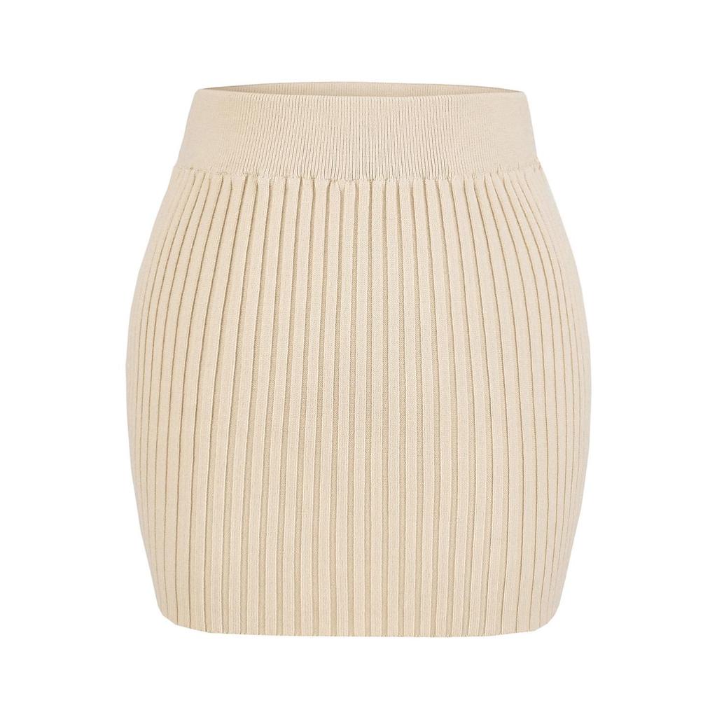 Korean Style 2026 V-Neck Off-Shoulder Knit Top + High-Waist Skirt Set for Women