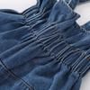 Mengtejiao Girl's Striped Long-Sleeve Denim Overalls 2-Piece Set