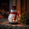 Small Metal Candle Vessel Christmas Snowman Holder, Decorative Candlestick Ornament with Top Indoor Festive Atmosphere Light Hat And Scarf for