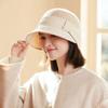 Autumn and Winter Warm Woolen Bucket Hat Female Splicing Retro Bucket Hat Windproof Basin Hat Fit for Outdoor, Casual & Formal Events