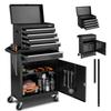 VEVOR Casetă de scule pe roți, Design 2 în 1, Dulap organizator cu 5 sertare pentru scule cu cutie de scule metalică detașabilă deasupra, Bară de blocare, Căptușeală de protecție