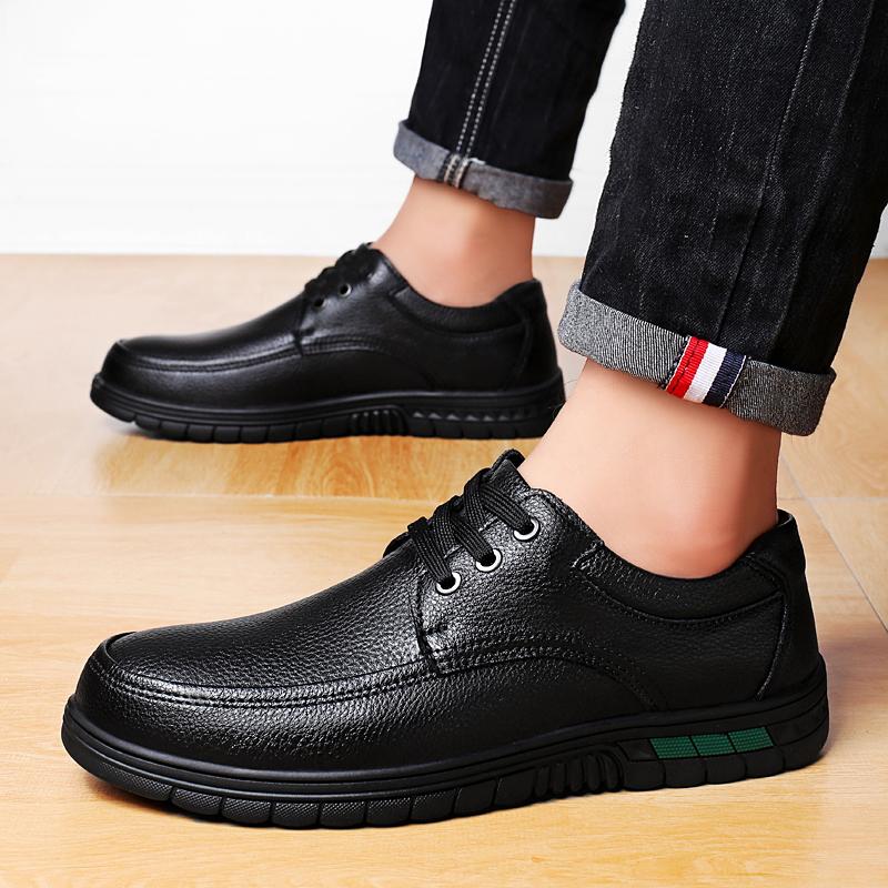 Fashion Fashion Hot Sale Men Casual Leather Business Shoe Soft Sole Lace-up Outdoor Lightweight Loafers Comfy Soft Bottom Designer Flats