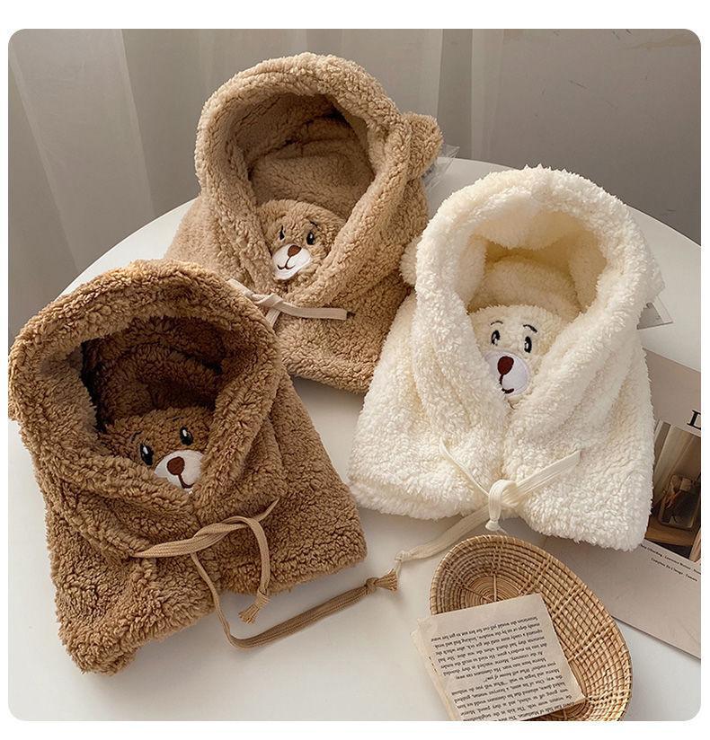Newcomer Exclusive: Women's Hooded Bear Hat with Scarf and Gloves - Cute Autumn/Winter Neck Warmer