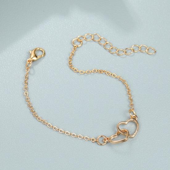 Yousheng Women Bracelet Connected Heart Pendant Adjustable Length Lobster Clip Romantic Love Symbolization Valentines Day Gift Lady Wrist Jewelry