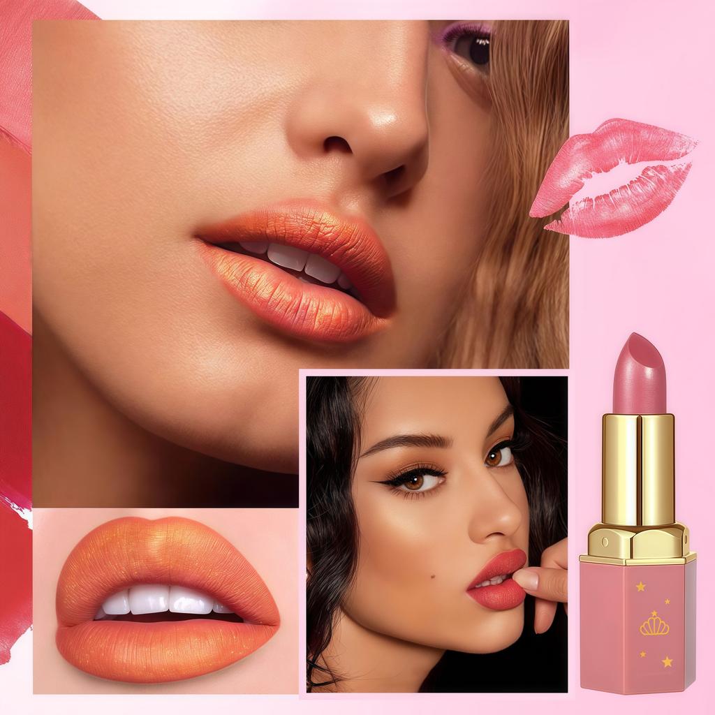 Mermaid Lipstick Shimmer & Pearlescent Finishes Lipstick Red Tones Long-Lasting Matte Finish Lip Gloss, Perfect Christmas Gift