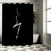 Minimalist Silhouette Design Waterproof Shower Curtain Heat Resistant Machine Washable Non-Transparent 180x180cm