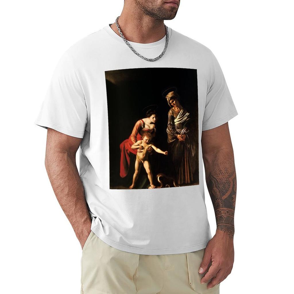 High Resolution Caravaggio Madonna And Child With Saint Anne 1606 TShirt animal prinfor boys sports fans mens tall t shirts