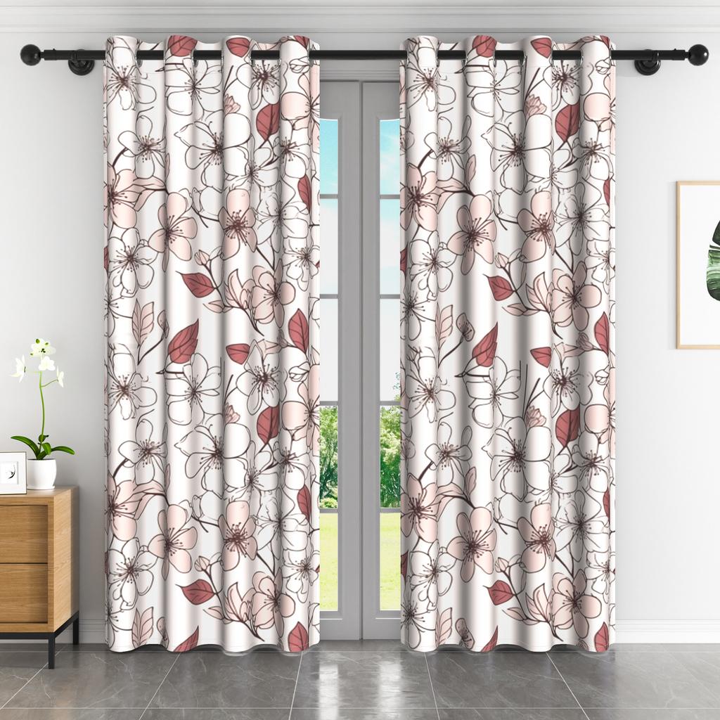 2 Stück/Set Botanische Blattvorhänge Natürliches Grünes Efeublätter-Muster Vorhänge Schlafzimmer Wohnzimmer Dekoration Polyester Verdunkelungsvorhänge