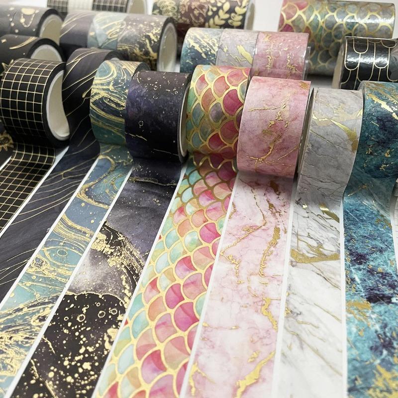 3 Rolls Per Box Gold Foil with Floral Pattern DIY Diary Decoration Hand Account Collage Gift Decoration Handmade Decorative Tape