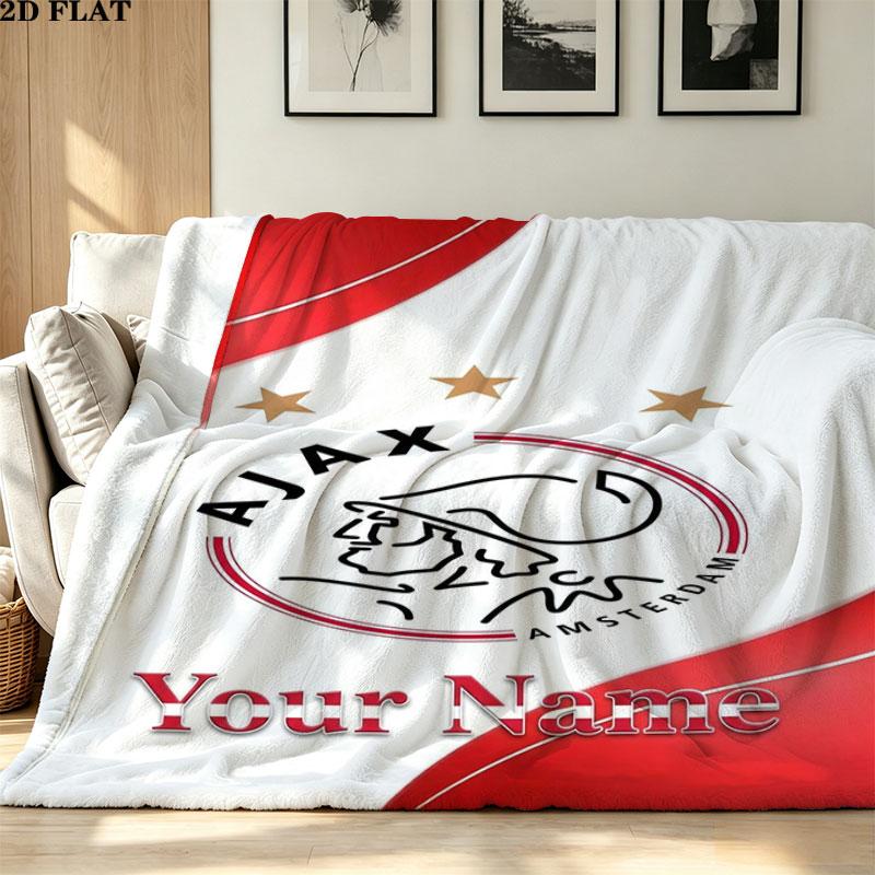 1PC AFC Ajax Custom Name Patterned Flannel Blanket Suitable For All Seasons for Home Decor Warmth and Comfort Gifts Holiday Present