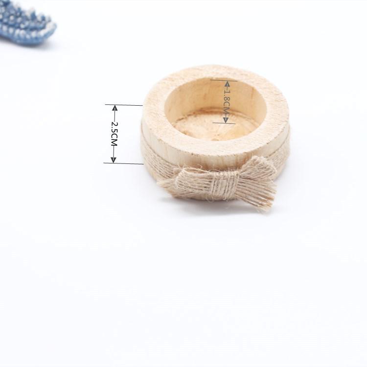 Cylindrical Wooden Candlestick with Floral Potted Plant, Modern Minimalist Style