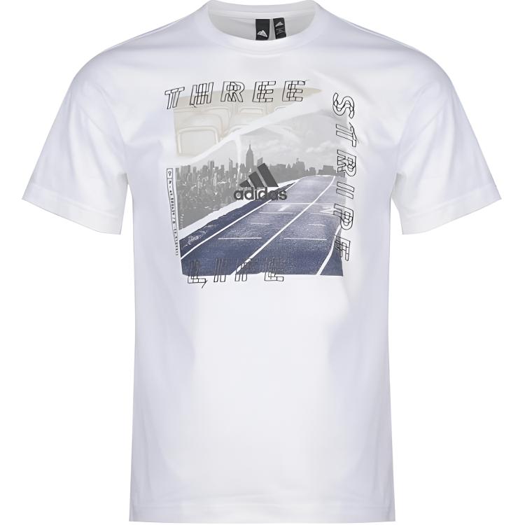 Adidas T Shirts Men s White Crew Neck Moderate DV3055 S