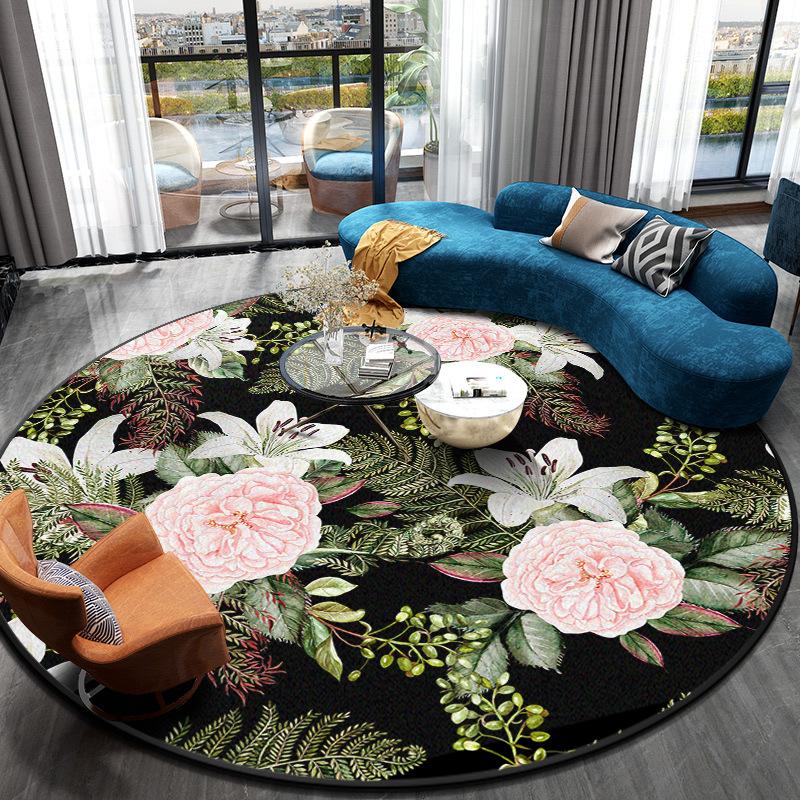 3D Flower Round Carpet Living Room Decoration Floor Mats for Home Bedroom Anti-SlipPlayroom Decor Rug Non-slip Mat