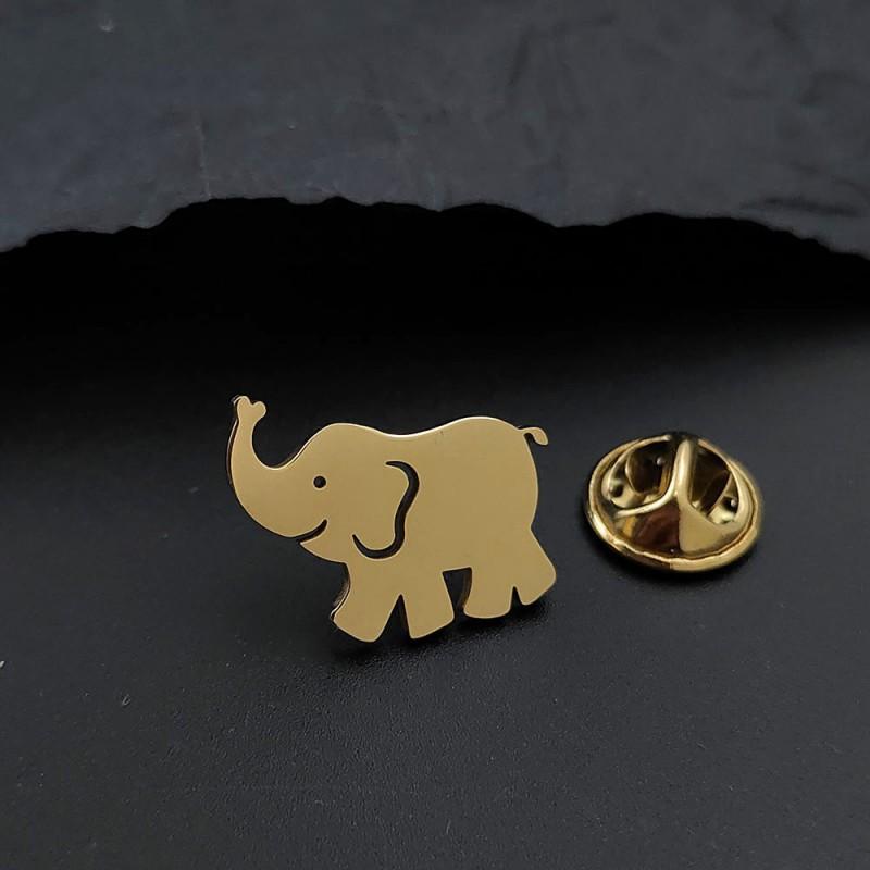 Lucky Elephant Brooch Cufflinks Dual-use Simple Light Luxury Personalized Niche Suit Coat Backpack Accessories 14k