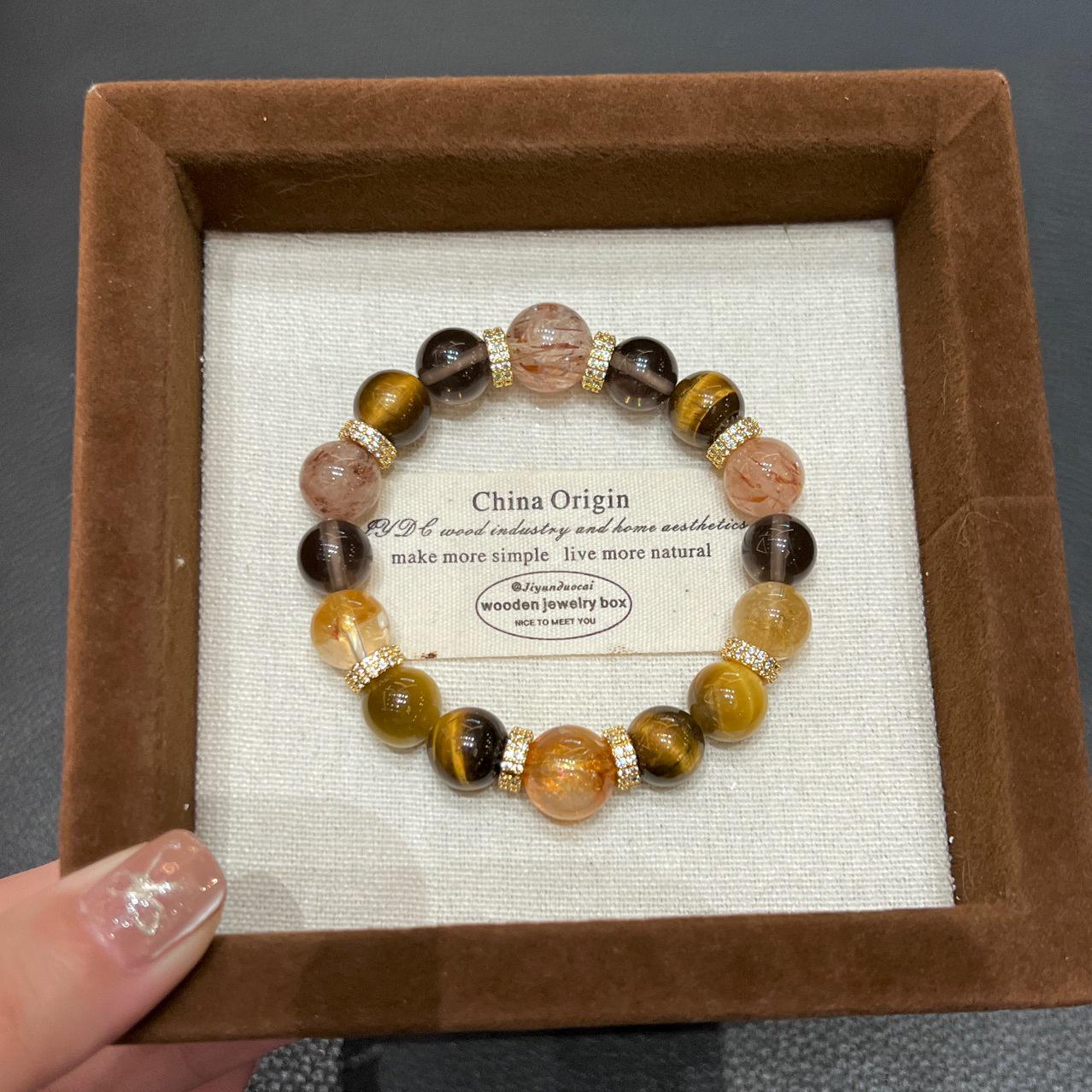 Golden Tiger Eye & Super Seven Crystal Bracelet - Light Luxury Gift