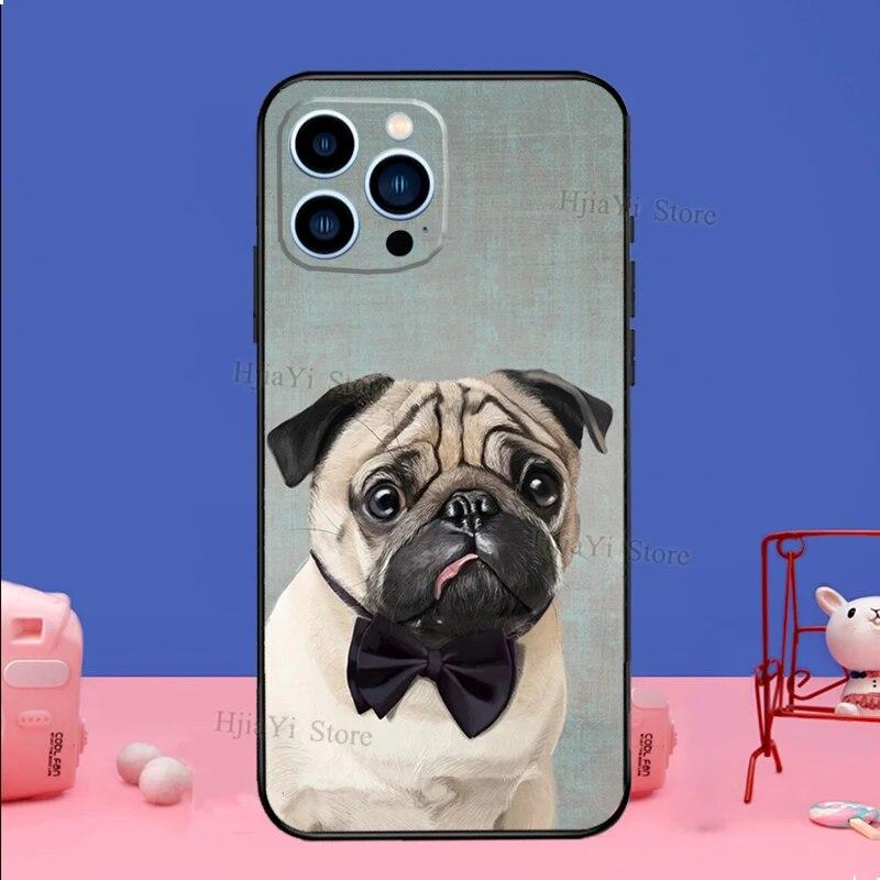 Etui na telefon Mops Pies do iPhone'a Samsung Galaxy Redmi Xiaomi Oppo OnePlus Note SA 7 8 9 10 11 12 13 14 20 21 22 23 53 54 Pro Max Plus Ultra TPU Miękkie