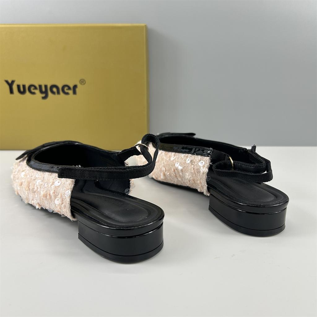 Fashion Low Heels Round Toe Bow-Knot Shoes Woman Flats Elegant Butterfly Dress New Glitter Butterfly-knot Hook & Loop Bling Low Heels Gl