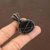 Natural Titanium Druzy, Labradorite Gemstone Copper Wire Wrap Pendant 1.77" u5U28