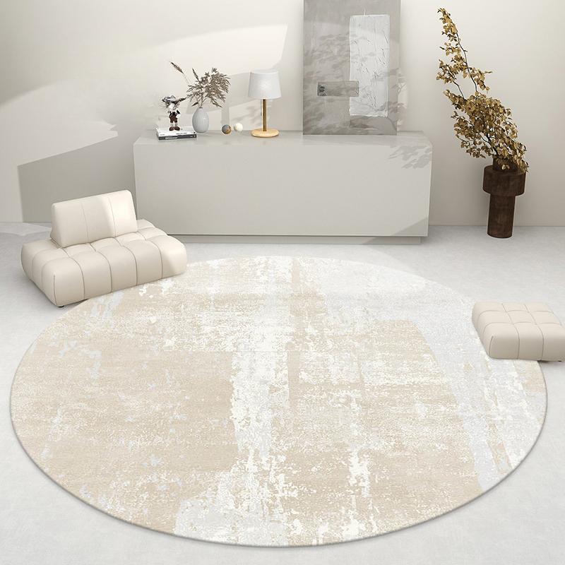 Light Luxury Living Room Decoration Round Carpet French Style Rugs for Bedroom Thick Plush Lounge Floor Mat Home Fluffy Soft Rug