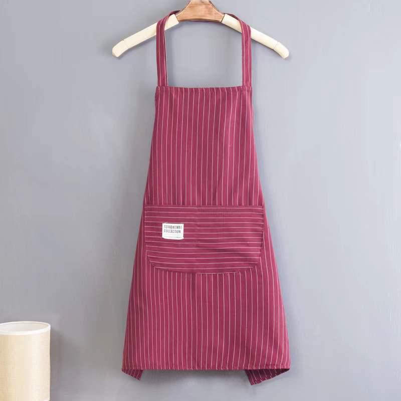 Striped Sleeveless Kitchen Apron - Halter Neck, Breathable, Anti-Fouling, Polyester Cotton Blend