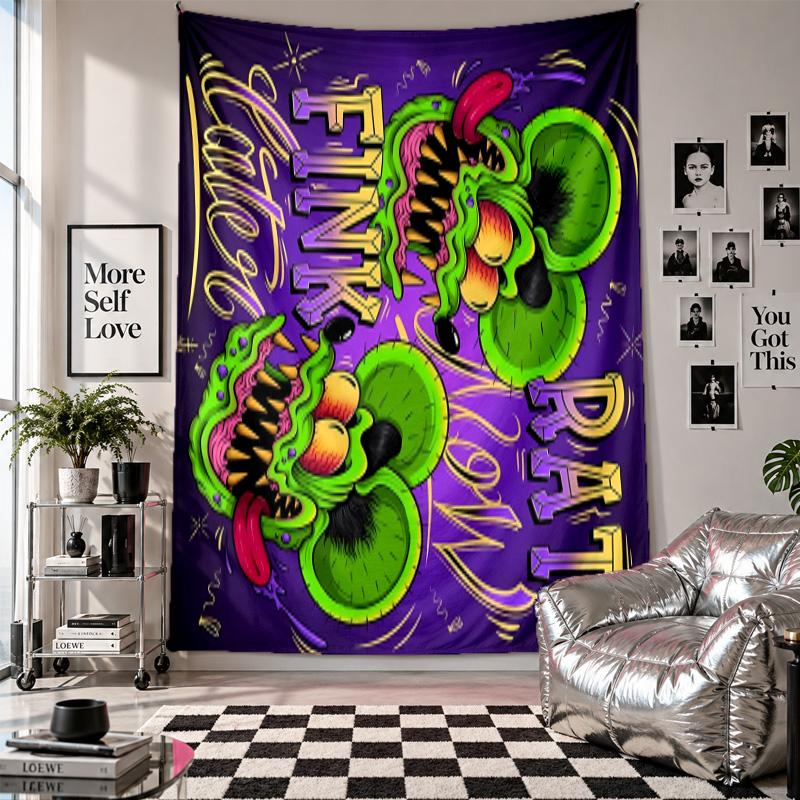 Wall TapestryRat Fink Art Hanging Cloth Decorative Background Cover for Room Decoration