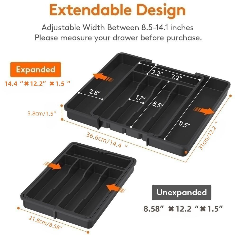Expandable Multifunctional Silverware Divider and Storage Box for Kitchen Drawer