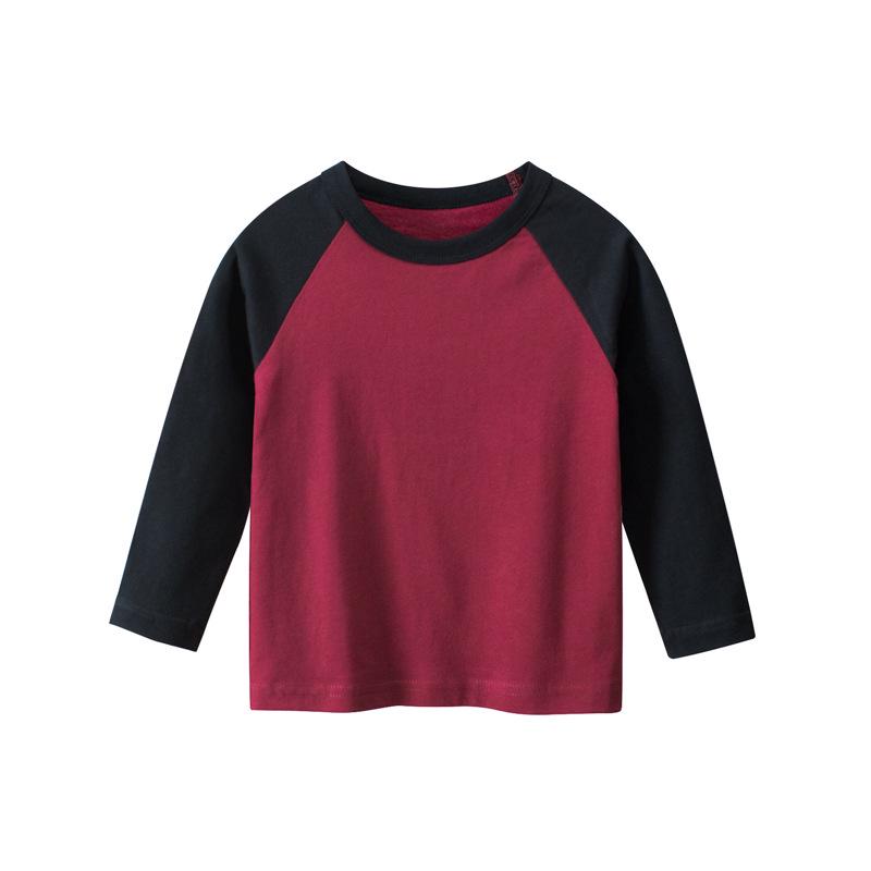 27kids 2024 Autumn Kids Long Sleeve Round Neck T-shirt - Solid Color Children's Clothing