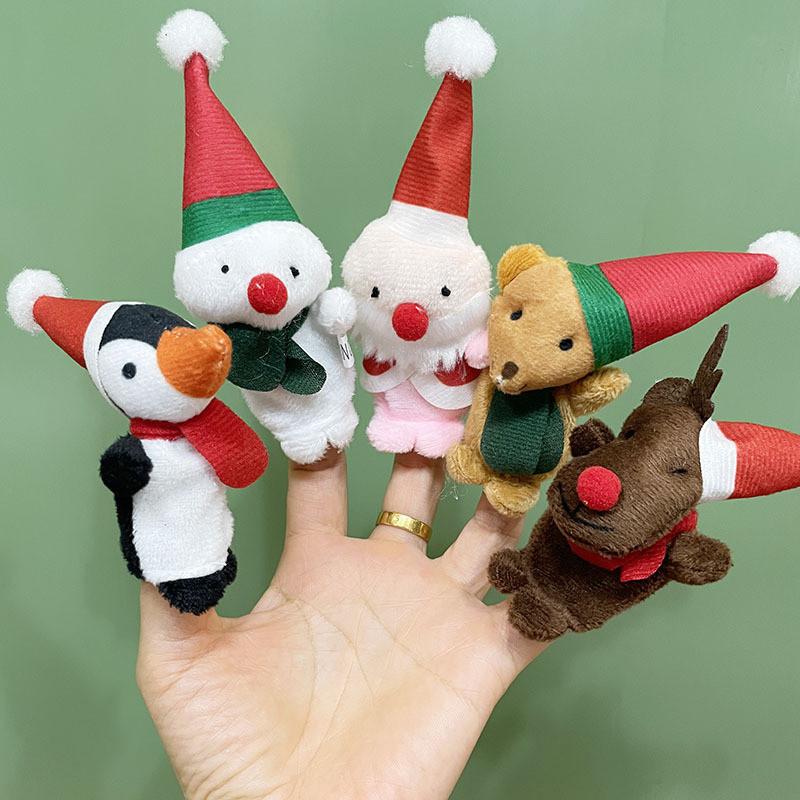 

Toy Christmas Plush Santa Claus Mini Small Animal Finger Puppet Performance Prop Classic Christmas Set